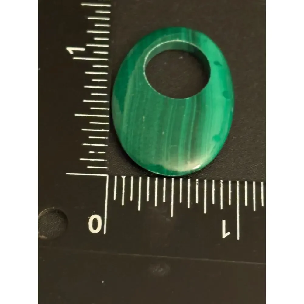 Vintage Genuine Malachite Donut Pendant Green Stone